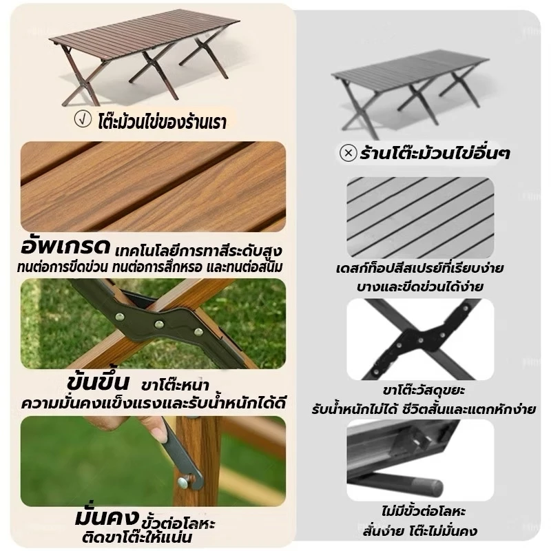WTHB โต๊ะแคมป์ปิ้ง เก้าอี้แคมป์ปิ้ง พับได้ รับน้ำหนัก 300kg อเนกประสงค์ thumbnail 4