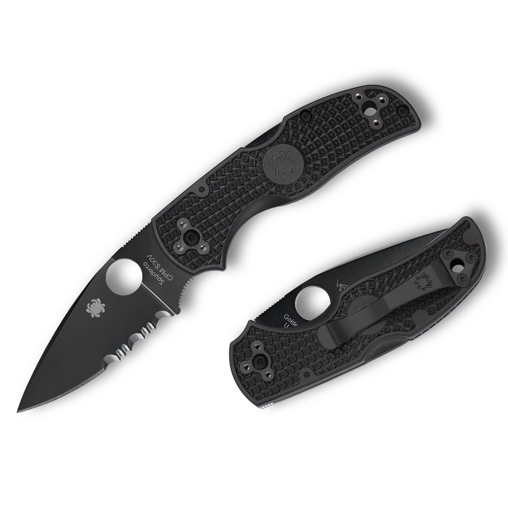 มีดพับ Spyderco Native 5 Folding Knife S30V Black Combo Blade, Black FRN Handles (C41PSBBK5)