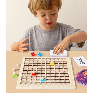 Chokdee เกมกระดานไม้ตัวเลขคูณ99 โปสเตอร์ตารางสูตรคูณ เกมกระดานฝึกสูตร multiplication board