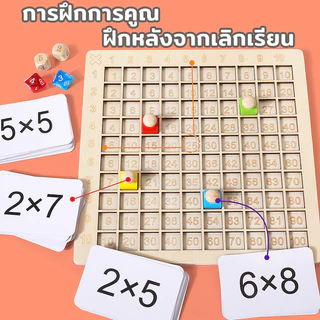 Chokdee เกมกระดานไม้ตัวเลขคูณ99 โปสเตอร์ตารางสูตรคูณ เกมกระดานฝึกสูตร multiplication board