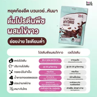 Soulmate Protein Hydrolyzed โซลเมท โปรตีน ไฮโดรไลซ์ | โปรตีนพืชผสมไข่ขาว [400 G]