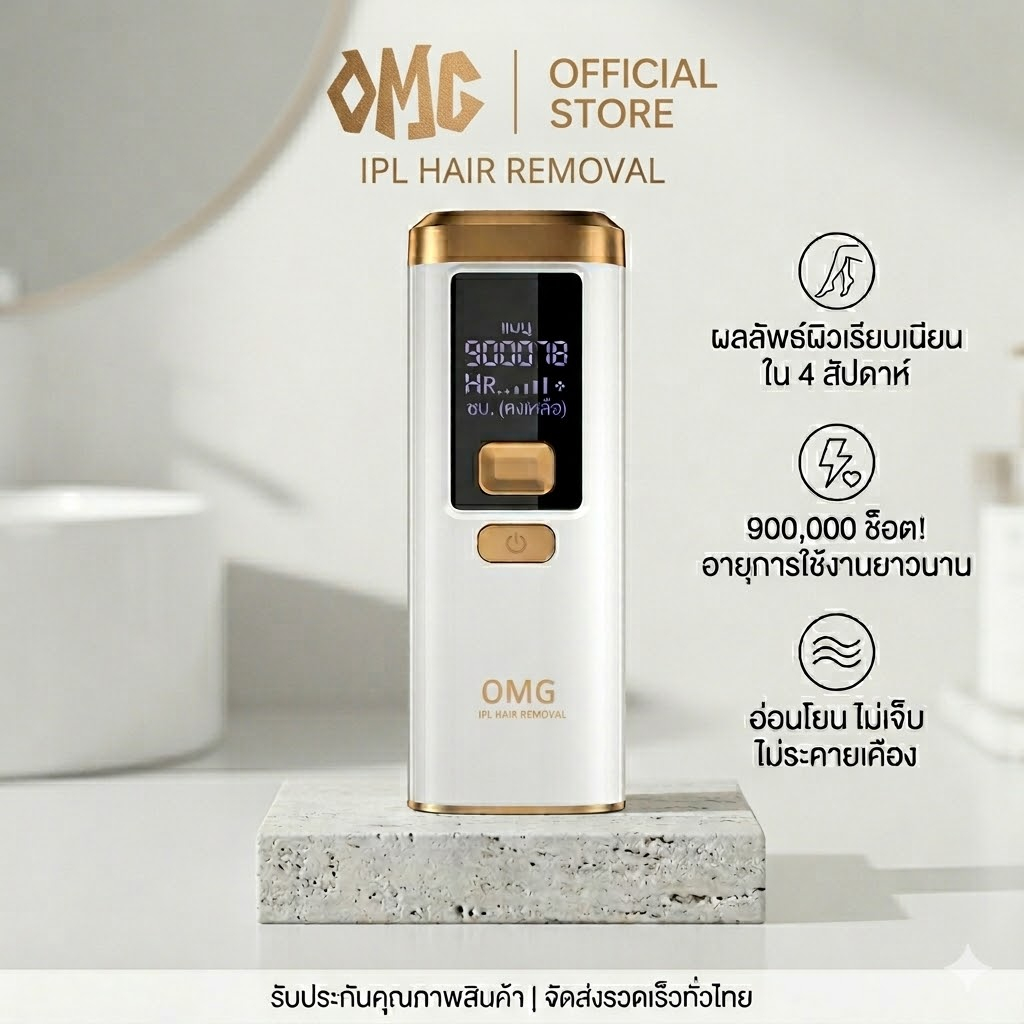 OMG IPL Gen3 Laser Removal เครื่องกำจัดขน (999,999 Shot) Multi Function สี White Gold