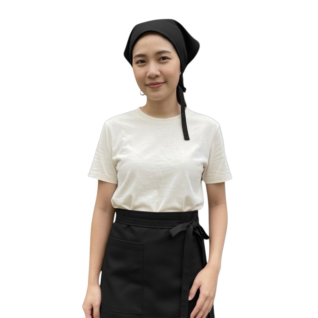 ชุดผ้ากันเปื้อนครึ่งตัวพร้อมผ้าโพก