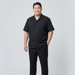[Plus size 3XL-6XL] S1: เสื้อเชิ้ตเกาหลี แขนสั้น สีพื้น ไซซ์ใหญ่ ชาย/หญิง