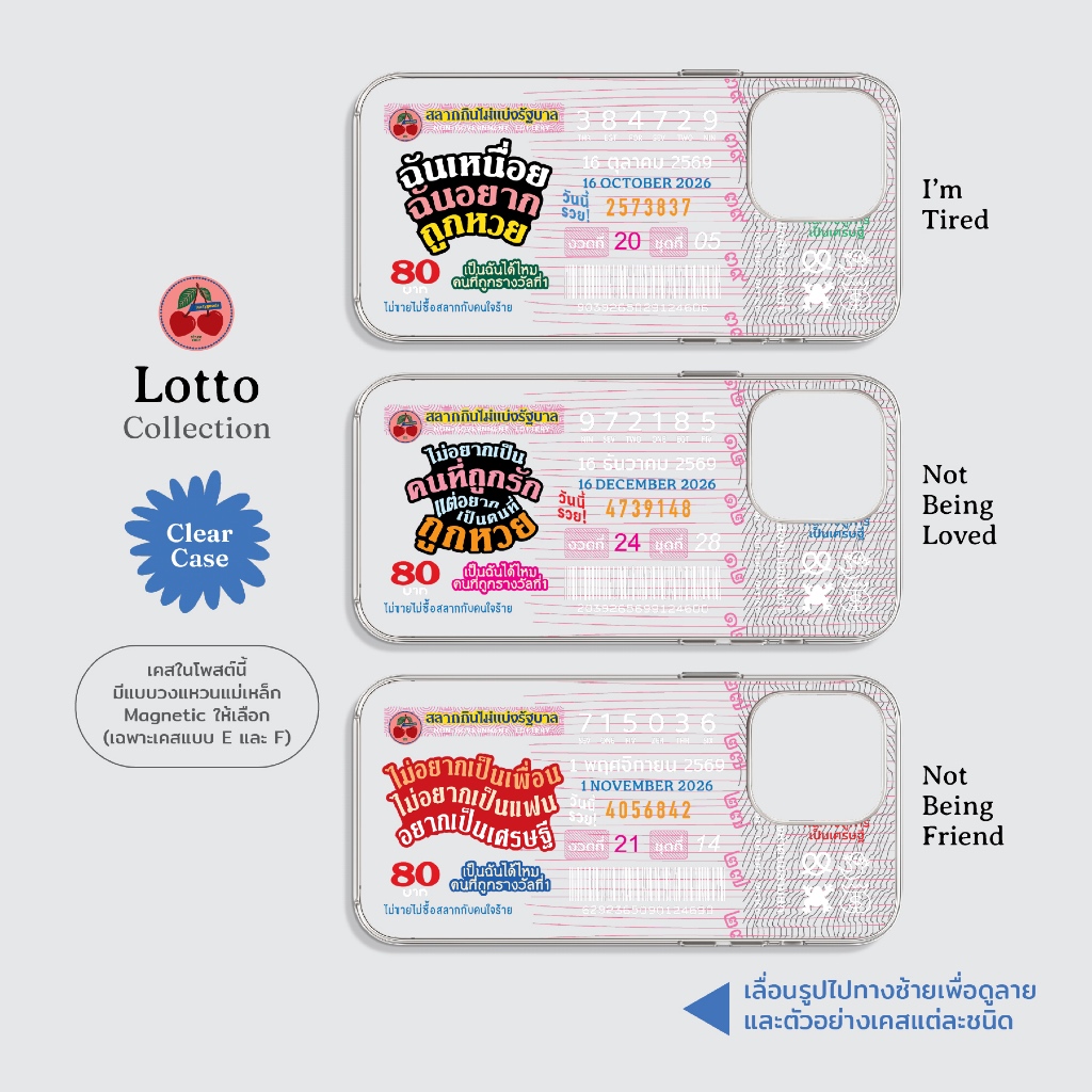 เคสใส ทักแชทเช็คสต็อคก่อนสั่งซื้อ Lotto นำโชค ดวง เคส เหมาะสำหรับ iPhone 17 Pro Max 16/15/14/13/12/1