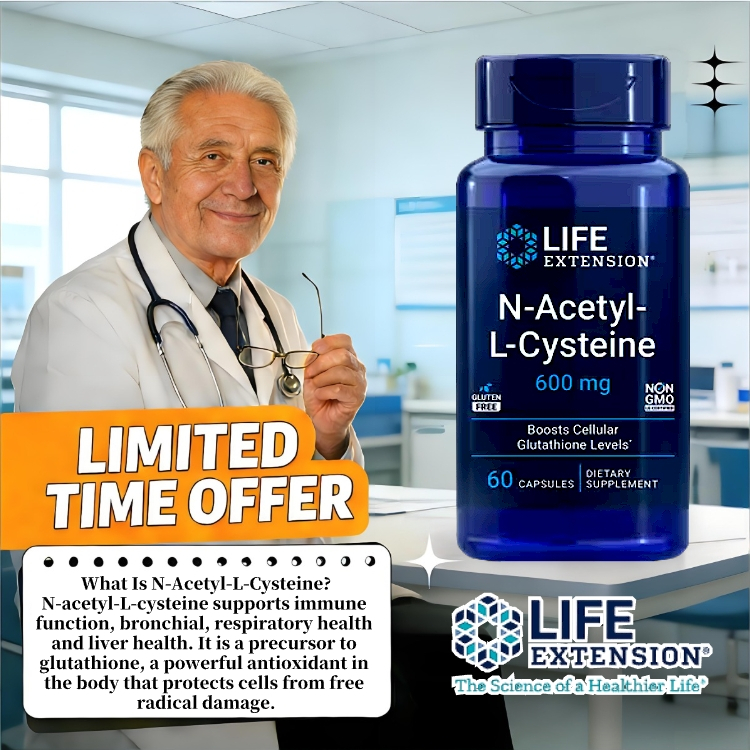 NAC Supplement 600mg 60 Vegetarian Capsules Life Extension For Overall Body Defense