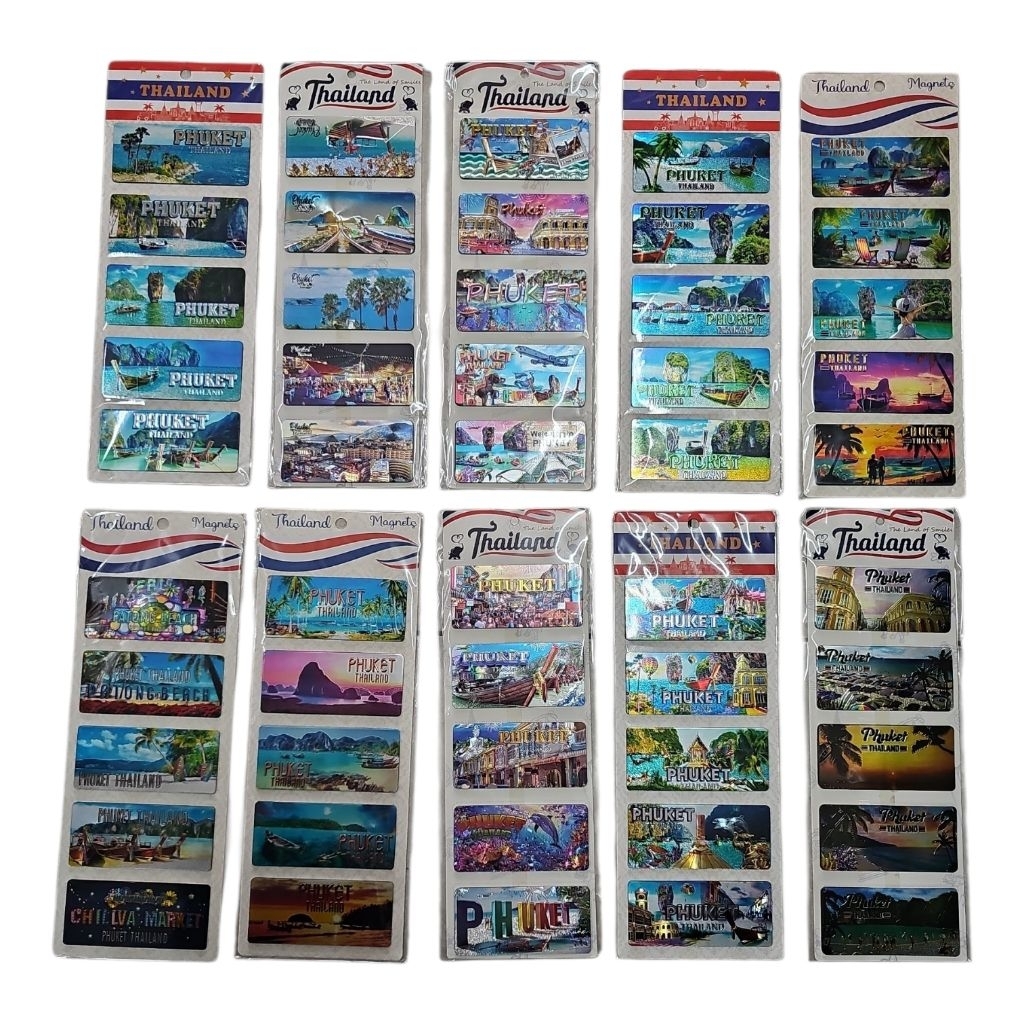 RVแม่เหล็กติดตู้เย็นลายภูเก็ต ชุด 5 ชิ้น (Phuket Magnet Set)