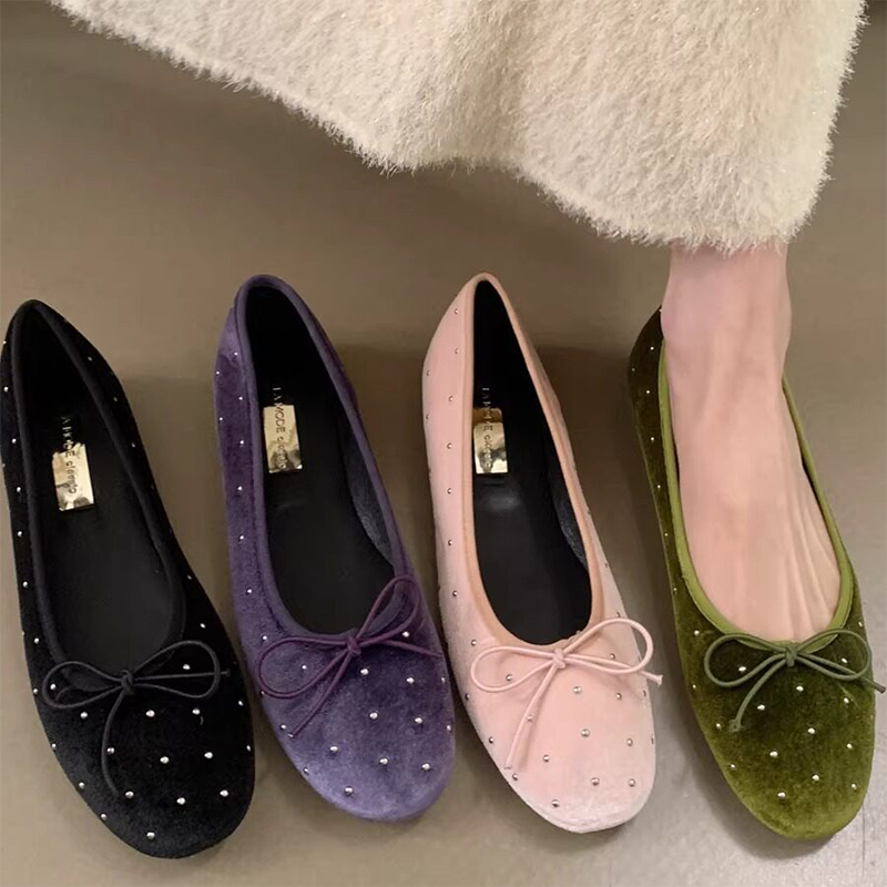 💥Hot sale！รองเท้าแมรี่เจนส์สไตล์วินเทจสำหรับผู้หญิง รองเท้าส้นแบนแบบสวมหัวกลม แฟชั่นเกาหลี สไตล์บัลเล่ต์