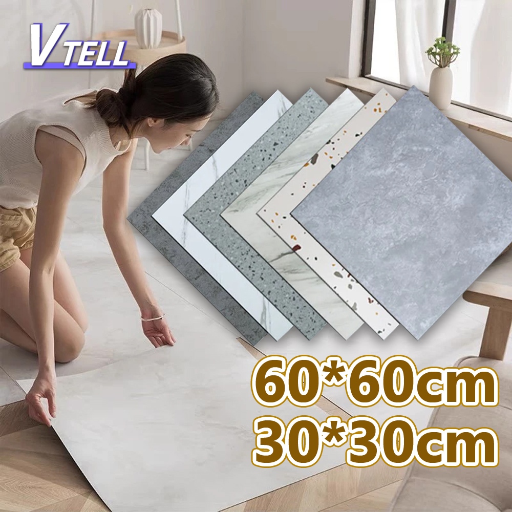 กระเบื้องยาง สติ๊กเกอร์ติดพื้น 60×60cm กระเบื้องยางลายหินอ่อน กาวในตัว ติดพื้น แผ่นปูพื้น ปูพื้นห้องนอน