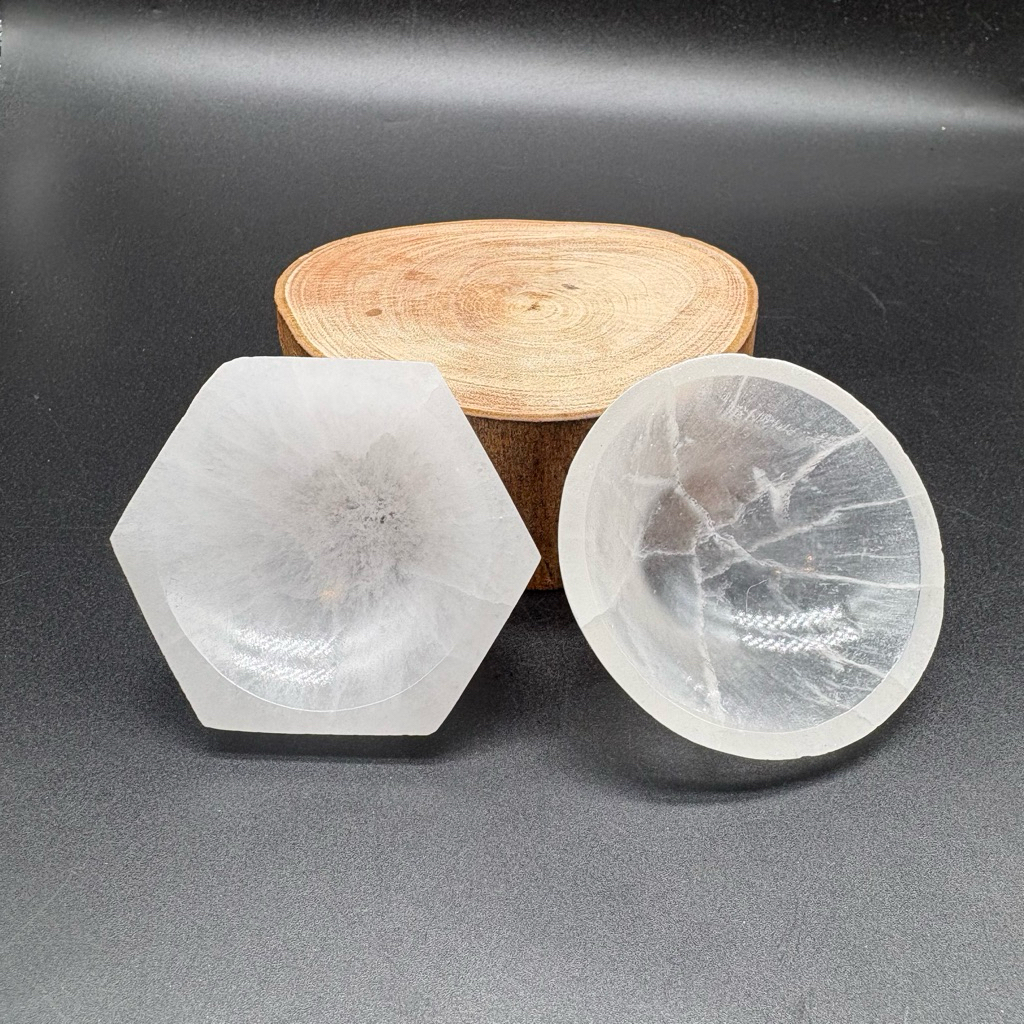 Polished Selenite Round Bowl (6.5 cm) for crystal placement, energy purification, and elegant home d
