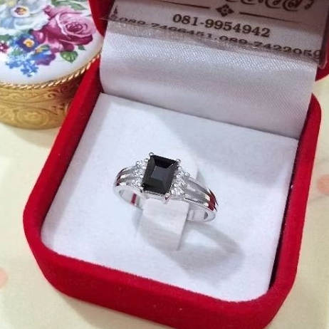 แหวนนิลแท้ กาญจนบุรี เงินแท้ 925 เคลือบทองคำขาว