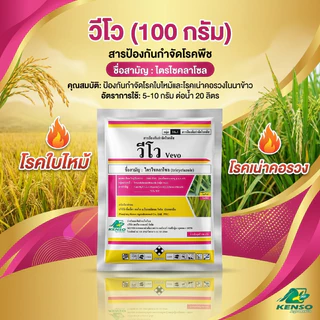 ไตรไซคลาโซล75%WP วีโว่ ขนาด100กรัม ปราบเชื้อราในนาข้าว กาบใบแห้ง ใบไหม้ ใบจุดสีน้ำตาล คอรวงแห้ง