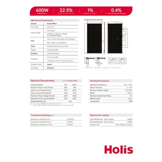 SUNDANT/HOLIS/SUNPOW/HANDUROแผงโซล่าเซลล์ (ตัวเลือก MN600BI/HL600/SP600) DOUBLE GLASSE โซล่าเซลล์ พลังงานแสงอาทิตย์