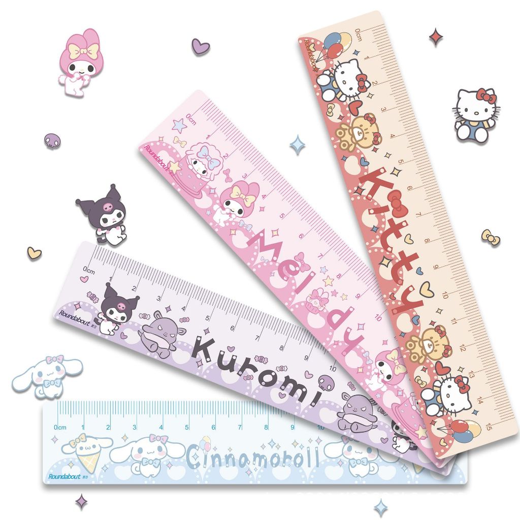 ไม้บรรทัดตรงคาวาอิ 1 ชิ้น ลาย Kuromi และ My Melody สำหรับนักเรียน ใช้วัด งานโรงเรียนและสำนักงาน