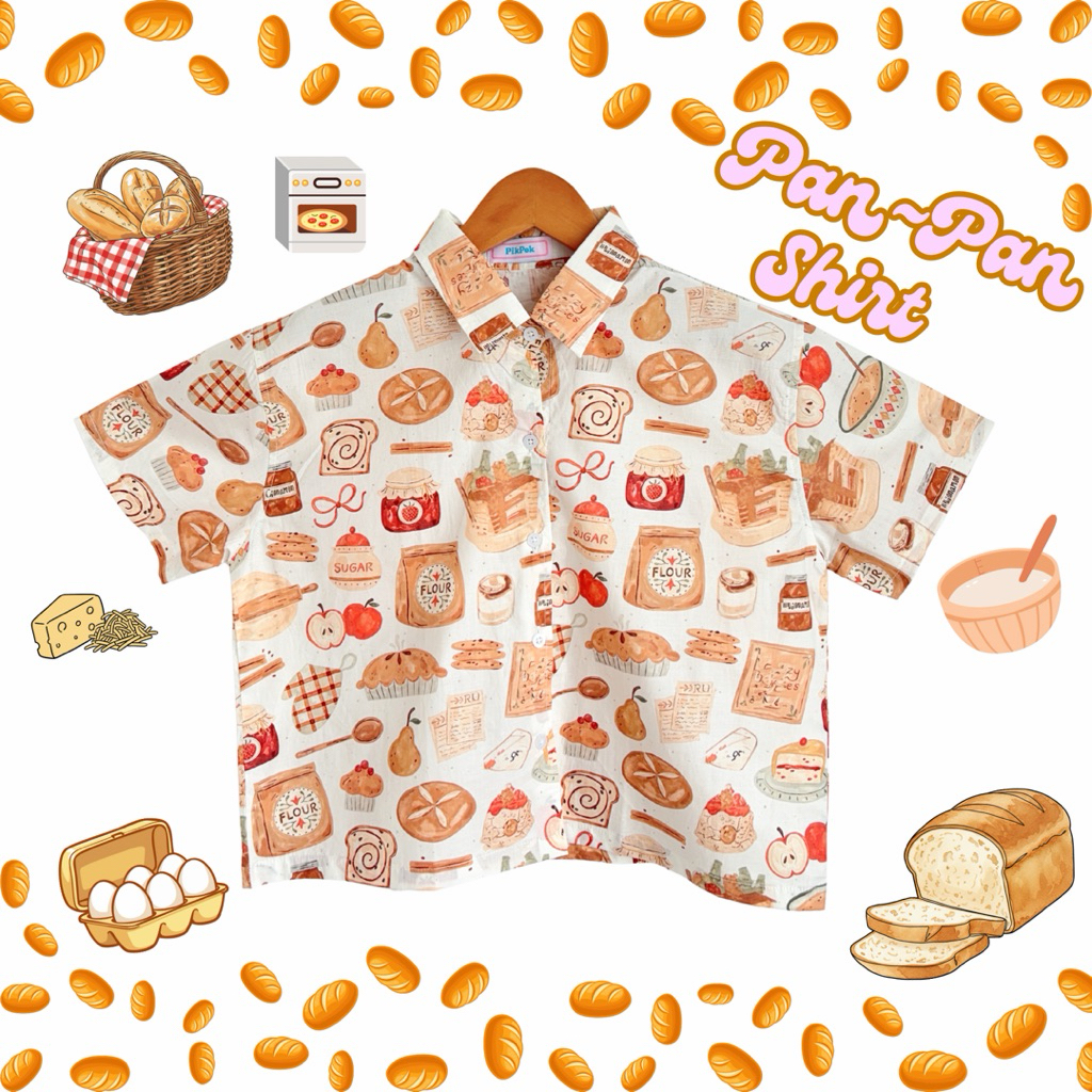 Pikpok♡ Pan-Pan Shirt ✨🍞เสื้อเชิ้ตครอป ผ้าคอตตอนญี่ปุ่น สีครีมละมุน ผ้านุ่มเบา ใส่สบาย ไม่ร้อน น่ารักสุดๆ