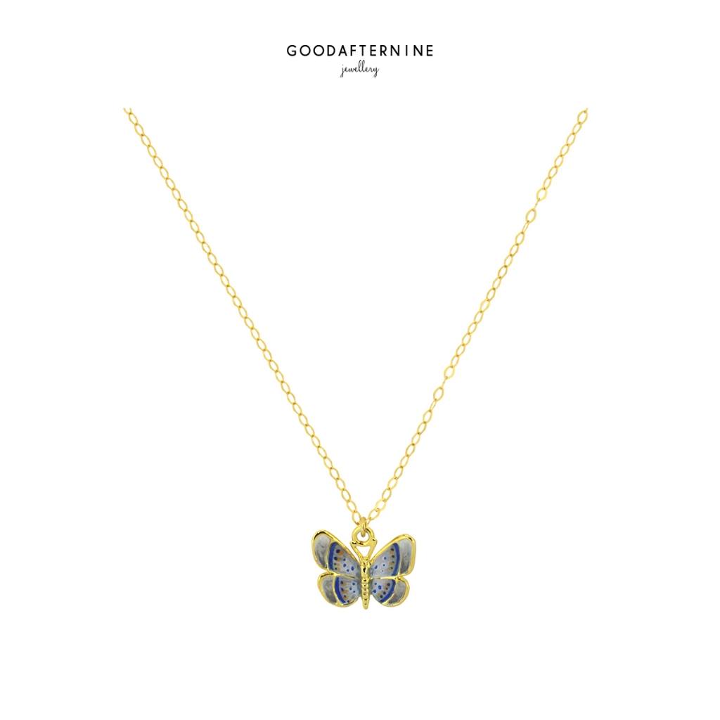 สร้อยคอจี้ผีเสื้อ สร้อยคอผีเสื้อ GOODAFTERNINE - Morning Garden | Butterfly Necklace, Enamel Jewelry