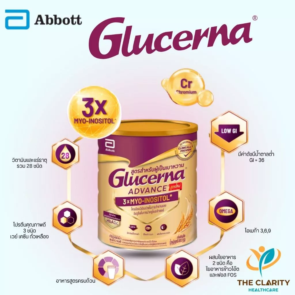 Glucerna Advance 800g กลิ่นธัญพืช โปรตีน 3 ชนิด ใยอาหารสูง thumbnail 3