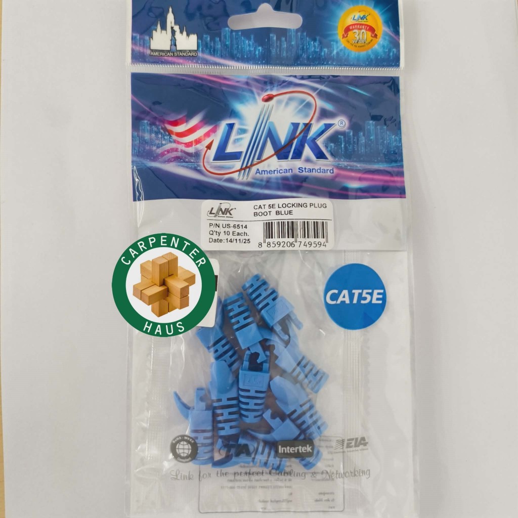 ปลอกหุ้มหัวแลน  CAT5E  LINK  รุ่น: US-6514 10 ตัวต่อถุง