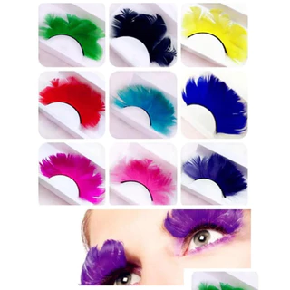 ขนตาปลอม ขนตาขนนก ขนตา แฟนซี หลากสี 1 Pair Natural Feather False Eyelashes Party Nightclub Makeup Eye Lash