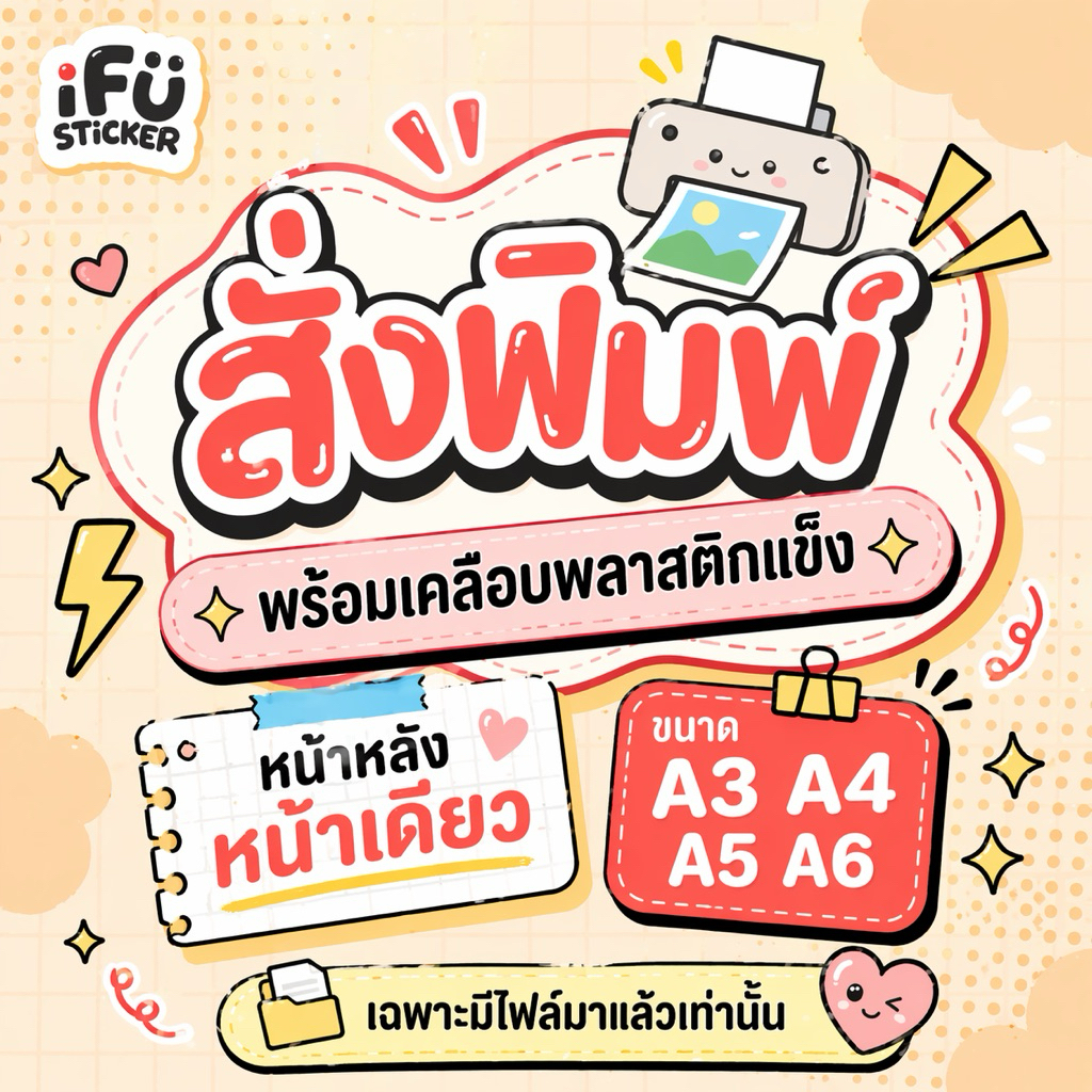 สั่งพิมพ์กระดาษอาร์ต+พร้อมเคลือบพลาสติกแข็ง เมนู ป้ายร้าน รูปอาหาร