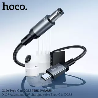 สายชาร์จ Fast charging 12V สายแปลง USB-A/Type-C to DC 5.5 ยาว 1 เมตร ดีไซน์สายถักพรีเมียม ใช้งานหลากหลาย HOCO X129