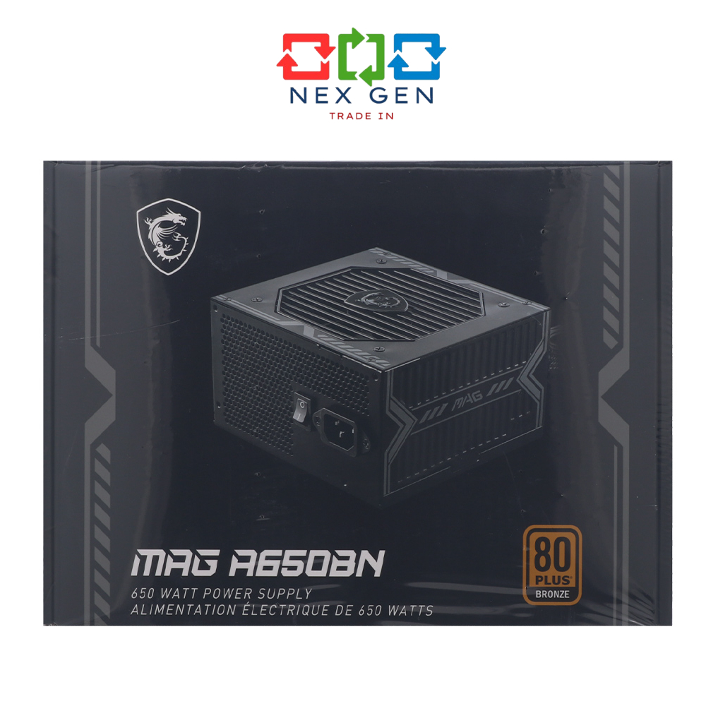 POWER SUPPLY (อุปกรณ์จ่ายไฟ) MSI MAG A650BN - 650W 80 PLUS BRONZE BLACK ATX