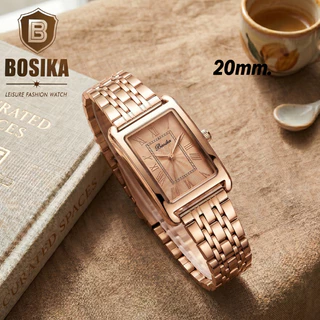 BOSIKA#BG-018 นาฬิกาข้อมือดีไซน์เลขโรมันหน้าปัดทรงสี่เหลี่ยม ขนาด20มิล พร้อมส่ง
