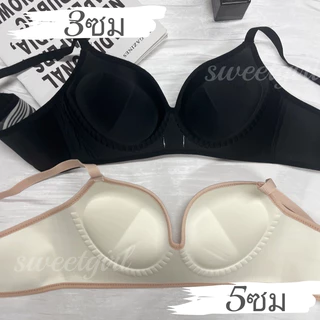 Push up!🍥ฟองน้ำคุณภาพสูง💥ชุดชั้นในสตรี แบบหนาพิเศษ เสริมทรง 5 ซม. ลายทางสไตล์เรโทร ไร้ตะเข็บ ไร้ขอบ สวมใส่สบาย