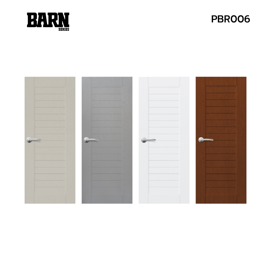 ส่งฟรี! Polywood ประตู uPVC รุ่น PBR-006 ผิวเสี้ยนไม้ ประตูภายนอก ภายใน ประตูทนแดด โพลีวูด ประตูหน้าบ้าน ประตู 80x200