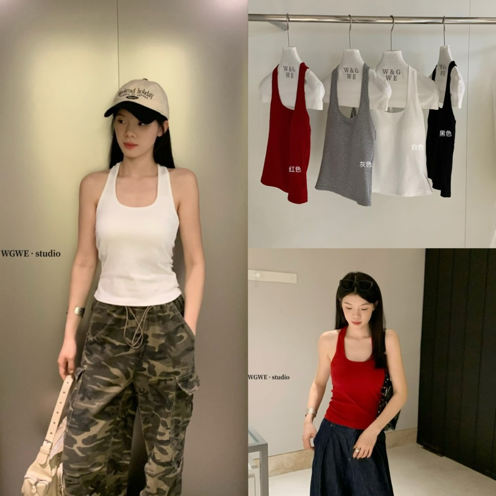 9317# เสื้อกล้าม มีฟองน้ำช่วงอก เนื้อผ้าดี ทรงสวย TAG:WG.WE 🇰🇷
