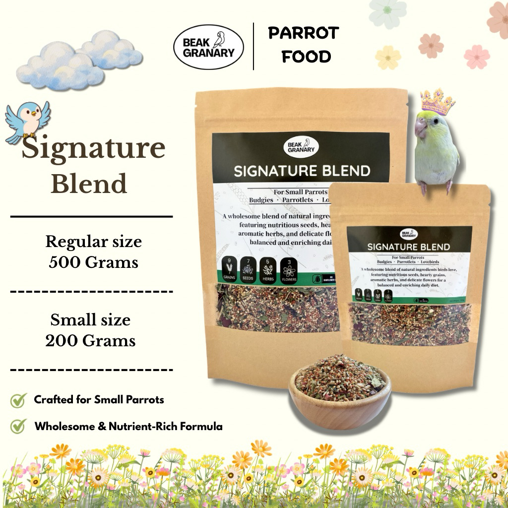 Beak Granary อาหารนกแก้ว นกเล็ก ฟอพัส เลิฟเบิร์ด สูตรธัญพืชผสม ดอกไม้ สมุนไพร ไม่ผสมเมล็ดทานตะวัน