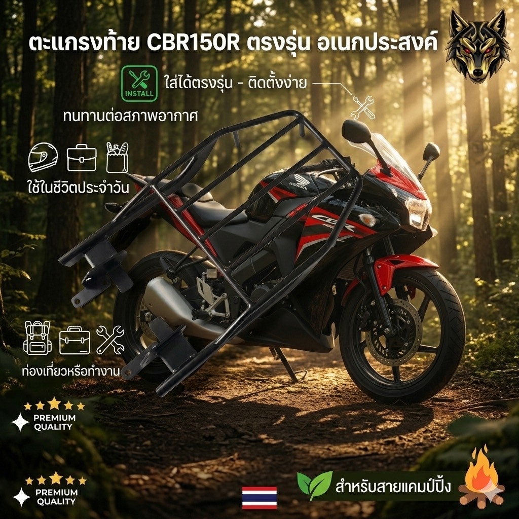 (GEN 2) ตะแกรงท้ายสำหรับ CBR 150r รุ่นปี 2012-2017และCBR 250 CBR 300  CBR150 12-17-003 ขาสั้น🌷M