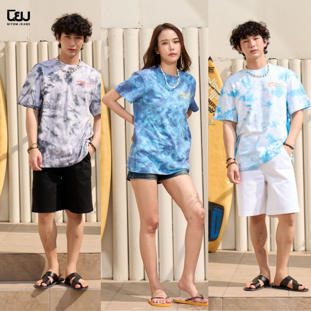 Niyom Jeans Collection The Oasis : เสื้อยืด Oversize รุ่น TSDD สกรีนลาย ผ้า Cotton ผ้ายืด