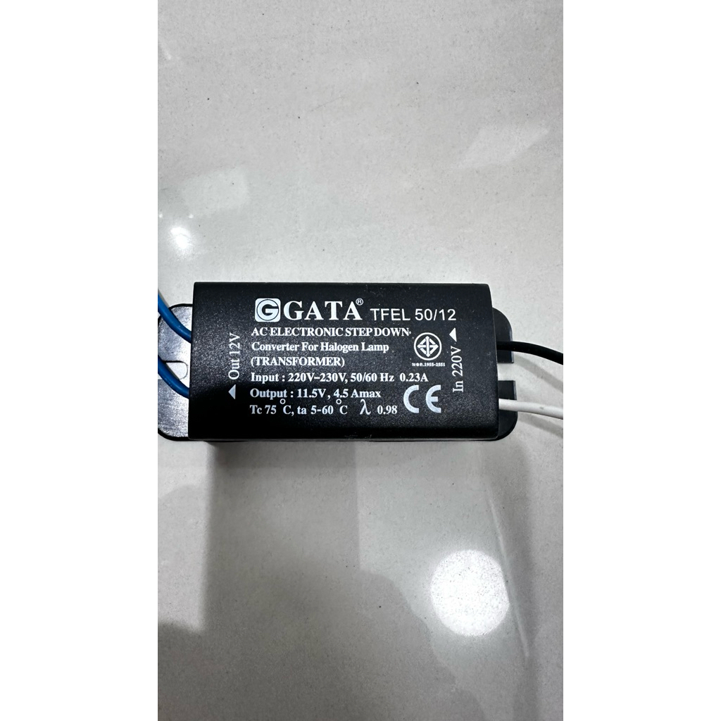 GATA Electronic Transformer For Halogen Lamp 12v,50w ตัวแปลงไฟ 220V เป็น 12V สำหรับใช้กับหลอดฮาโลเจน