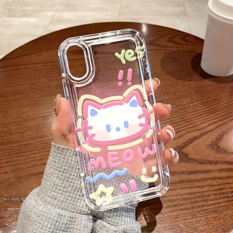 สำหรับ for iPhone 17 11 13 14 15 12 16 Pro Max 6S 7 8 Plus X XR XS MAX SE2022 เคสนิ่มใสถุงลมนิรภัยกันกระแทกการ์ตูนน่ารัก