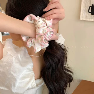 Rubuyou ยางรัดผม ลายดอกไม้ ขนาดใหญ่ สไตล์เกาหลี แฟชั่น ความยืดหยุ่นสูง สําหรับมัดผมหางม้า สำหรับผู้หญิง-COD💕