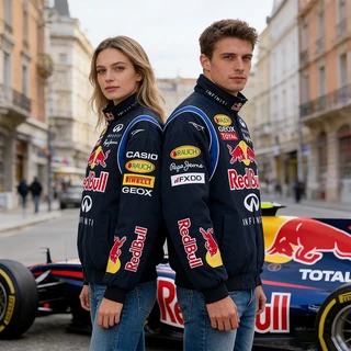 Redbull F1 เสื้อแจ็กเก็ตแข่งรถ วินเทจ แขนยาว สำหรับผู้หญิง ผ้าหนานุ่ม ปักลาย (ไม่ใช่สกรีน) มีซิป ใส่ได้ทั้งชายและหญิง