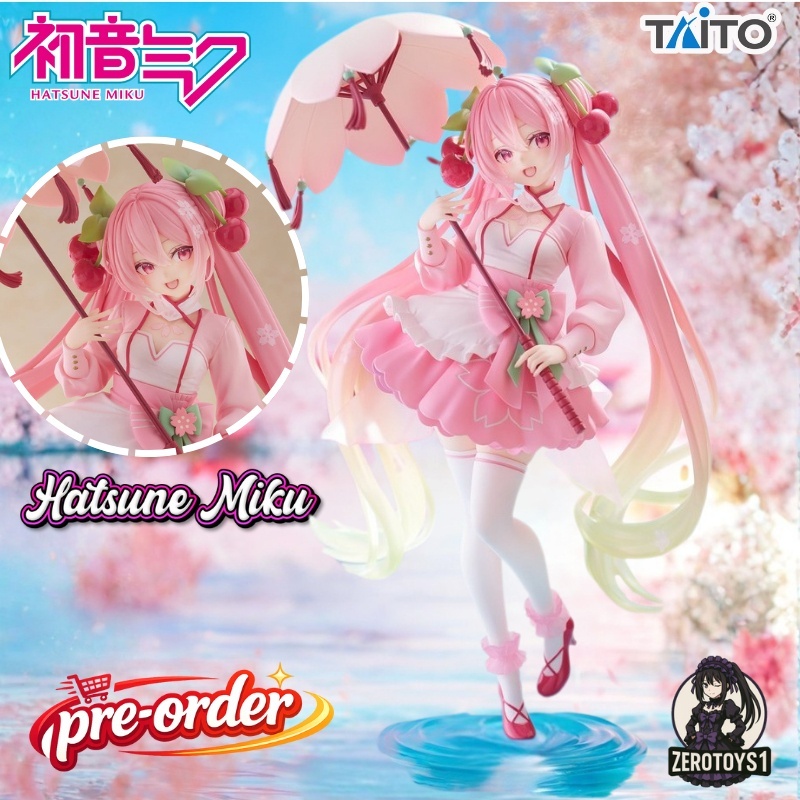 พร้อมส่ง/โมเดลMIKU มิกุซากุระ มือ1 Vocaloid AMP+ Sakura Miku (Sakura Dress Ver.) ของแท้จากญี่ปุน