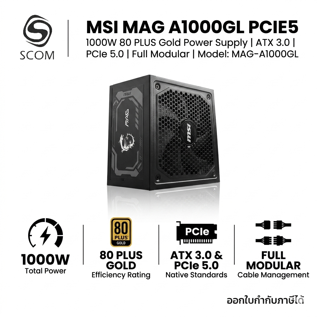 (PSU) MSI MAG A1000GL PCIE5 - 1000W 80 PLUS GOLD