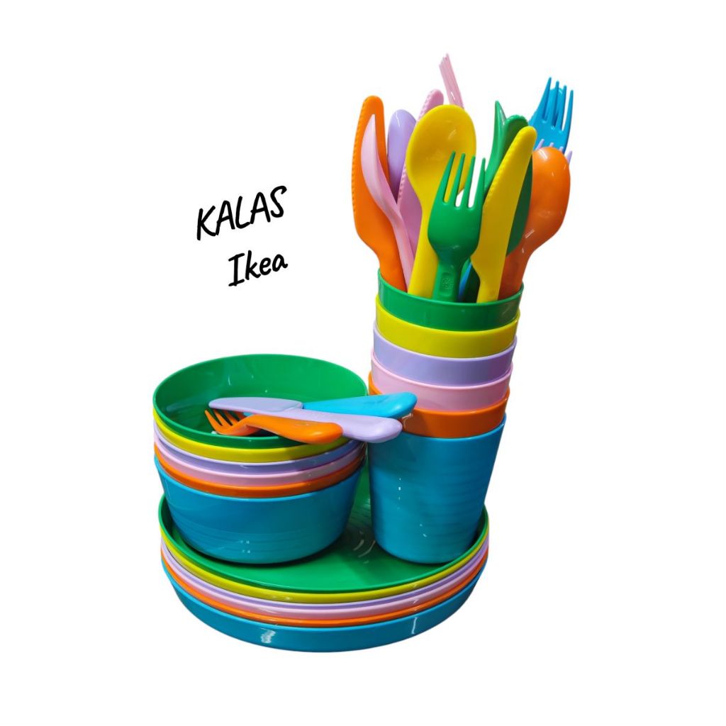 IKEA (อิเกีย) ชุดจาน ชาม ช้อน แก้วน้ำ สีสันสดใส สำหรับเด็ก ปลอดสาร BPA ใช้อุ่นอาหารในไมโครเวฟได้