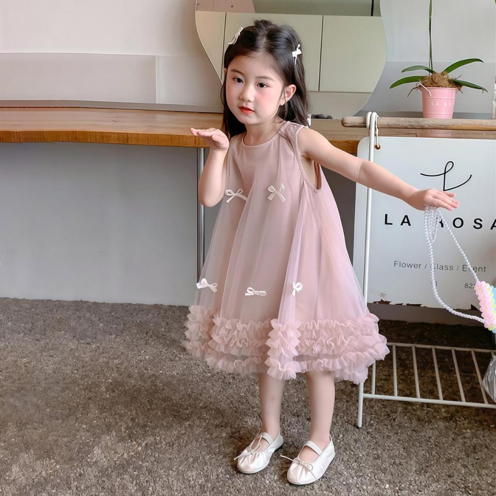 PRINCESS KESLI ดรสเด็กผู้หญิง ชุดราตรีเด็กหญิง ชุดเดรสกระโปรง แขนกุด สำหรับวันเกิด ปาร์ตี้ น่ารักมาก 1-9 ปี รูปที่ 2