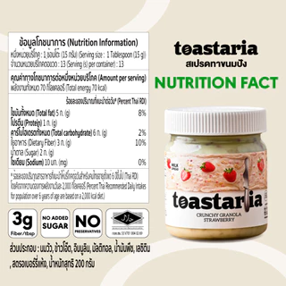 Toastaria Crunchy Granola Milk Spread ไม่เติมน้ำตาล สเปรด ครันชี่กราโนล่า 200g โทสทาเรีย (แยม ทาขนมปัง)