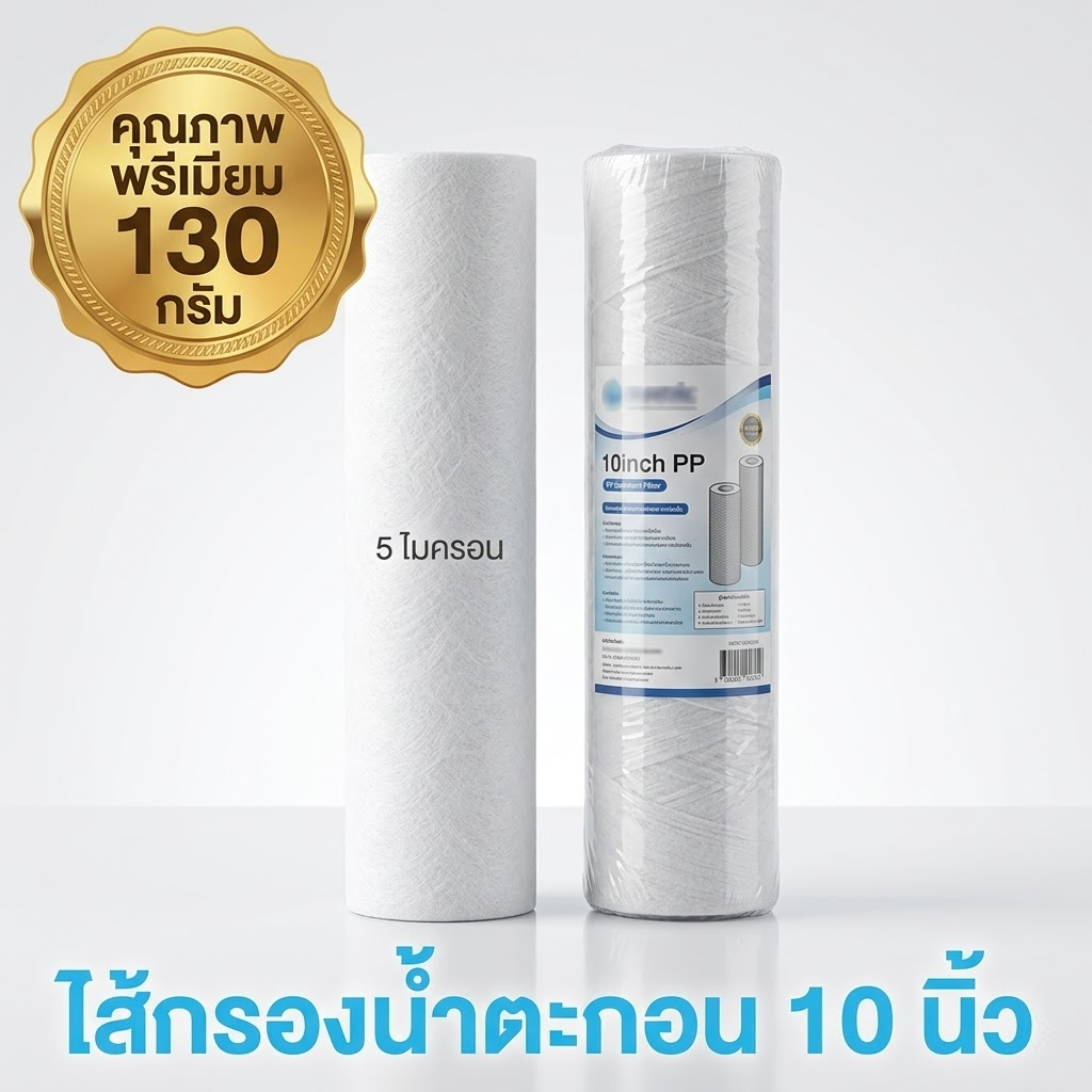 [พร้อมส่ง] ไส้กรองตะกอน PP 10 นิ้ว (1 และ 5 ไมครอน) กรองน้ำสะอาด วัสดุหนาพิเศษ ใช้กับเครื่องกรองน้ำทั่วไป