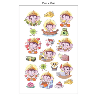 สติ๊กเกอร์พระพิฆเนศ มูละนุม มหาเฮง พร้อมส่ง เสริมดวงการเงิน การงาน ความรัก | กันน้ำ PVC | ติดมือถือ/โน้ตบุ๊ก | 9 ลาย