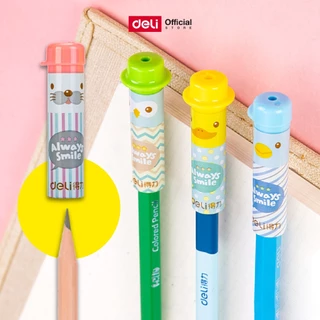 ปลอกสวมดินสอ Deli รุ่น 0509/0491/69361 ลายน่ารัก ป้องกันหัวดินสอหัก ขายเป็นชุด มีหลายลายให้เลือก