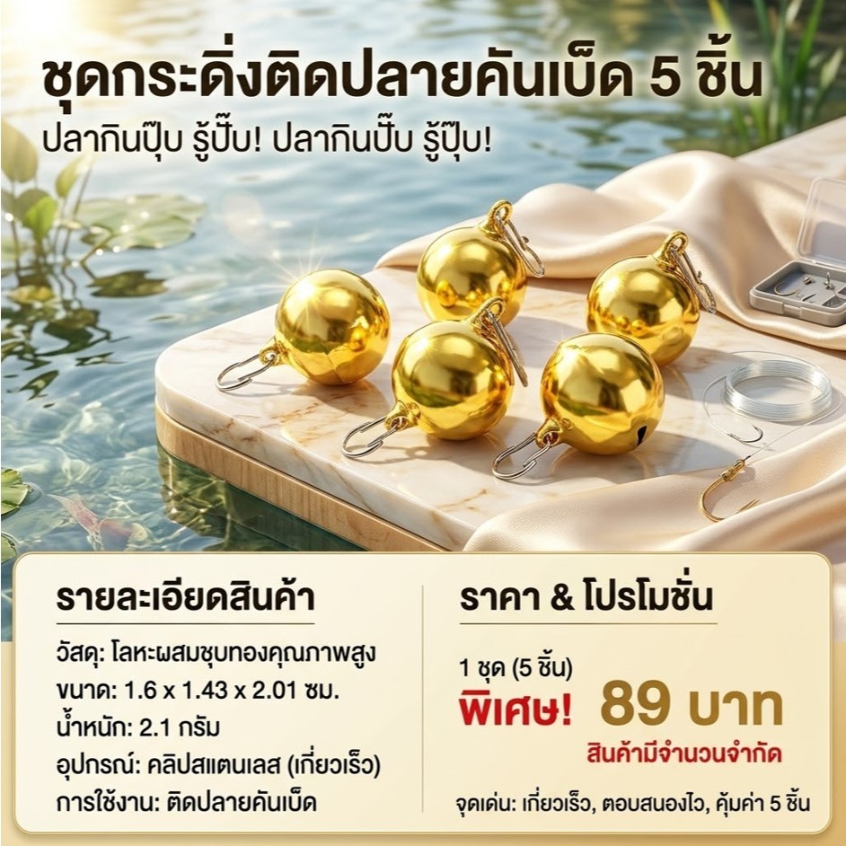 5 ชิ้น กระดิ่งสำหรับติดเบ็ด (พร้อมจัดส่ง)