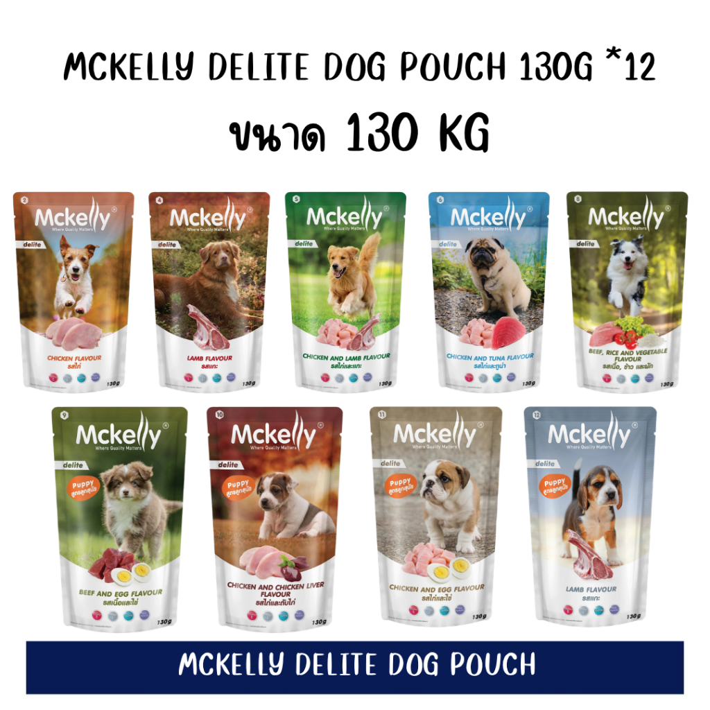 (ยกโหล) Mckelly Delite อาหารเปียกสุนัข 130g *12