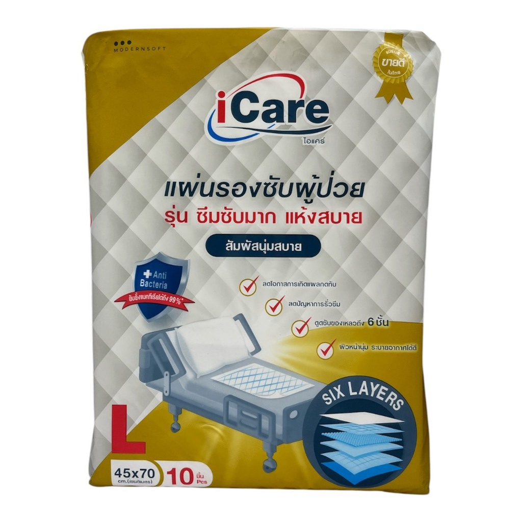 10 แผ่น/แพ็ค แผ่นรองซับ iCare ขนาด 45 x 70 cm สำหรับผู้ใหญ่