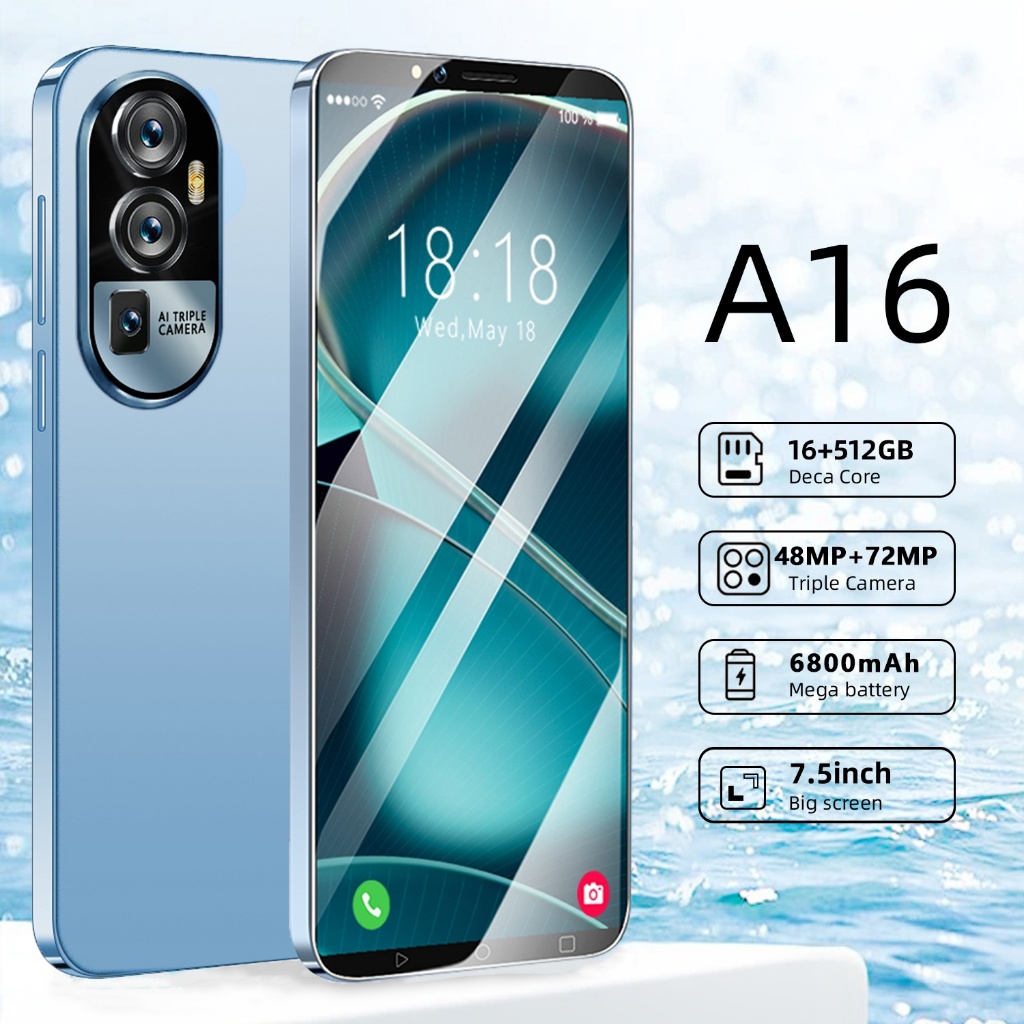 โทรศัพท์ A16 5G แรม16GB รอม512GB รองรับ 2 ซิมการ์ด รองรับแอพธนาคาร 6800mAh ชาร์จเร็ว 7.5นิ้ว สมาร์ทโฟนจอใหญ่