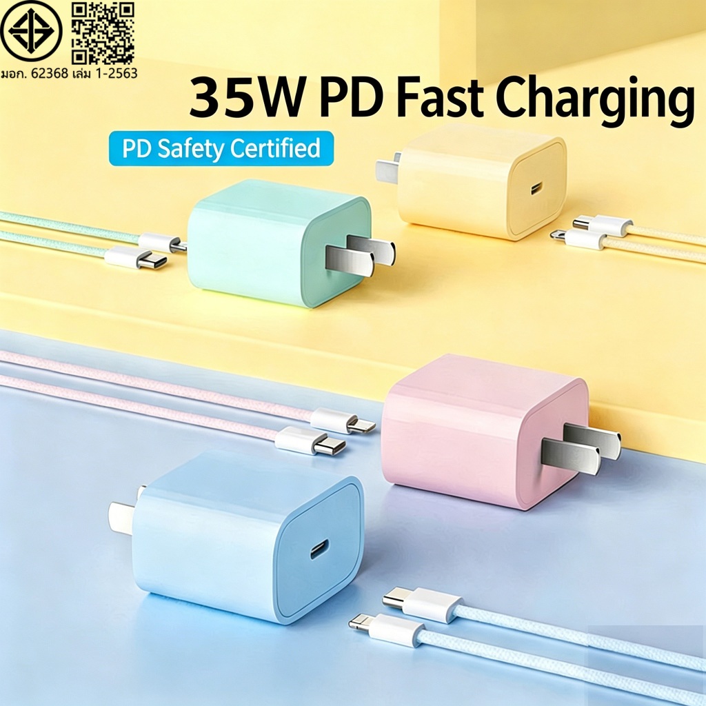 ชุดชาร์จเร็ว PD สายชาร์จ  หัวชาร์จ 35W fast charging (สำหรับ 5～14pro max / pad) การรับประกัน 1 ปี